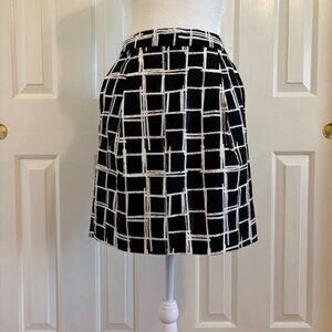 NWT Gap Black/White Print Pleated A-Line Mini Skirt with Pockets Size 4